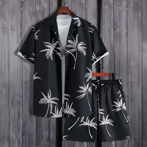 Stessil-Set di Camicia Hawaiana e Pantaloncini con Coulisse da Uomo