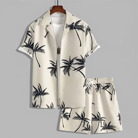 Stessil-Set di Camicia Hawaiana e Pantaloncini con Coulisse da Uomo